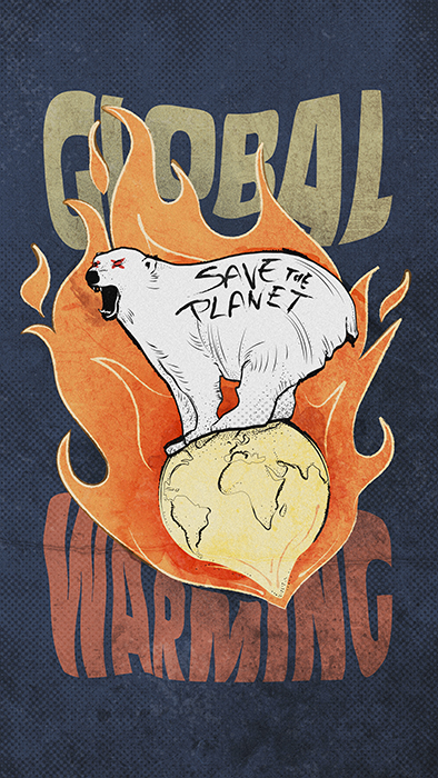 Orso - Fuoco con pianeta terra - Global Warming